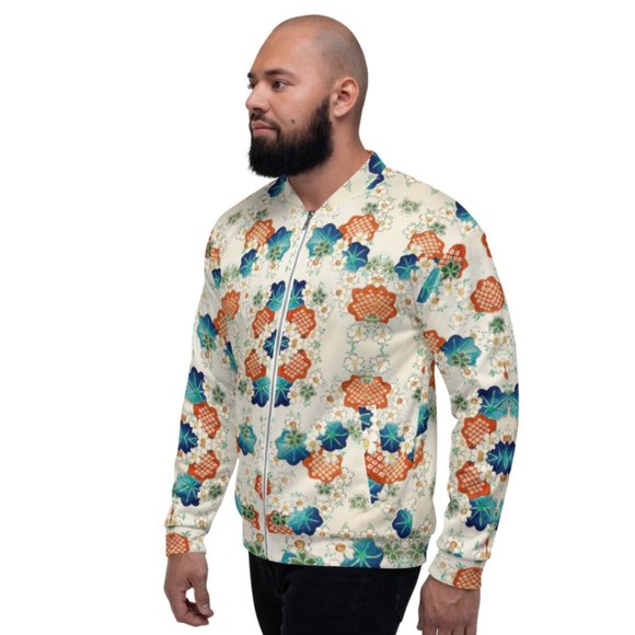 Floral Pattern Vintage Japanese Art Bomber Jackets. - Picture 3 of 10